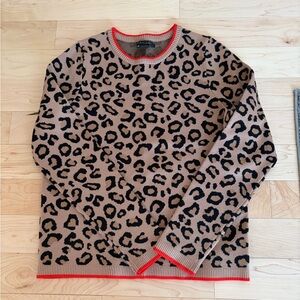 Leopard Print Sweater with Red Accents
